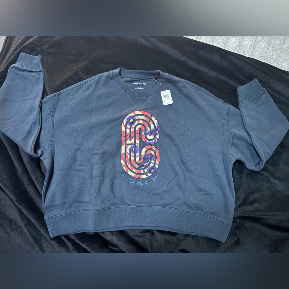 Coach X Kaffe Fassett Navy Sweatshirt with Logo - Picture 5 of 5